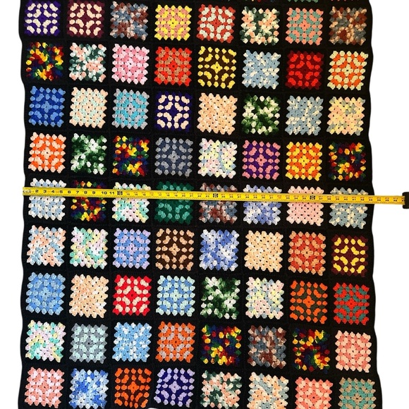 Vtg Granny Square Afghan Crochet Blanket Throw Multi-Color 57x43 inches Handmade - Picture 3 of 7